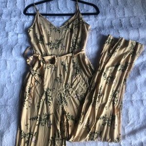 Yellow Floral Full Legnth Romper/Jumpsuit